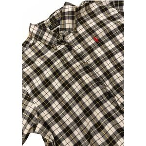 Polo Ralph Lauren Classiic Button Down Shirt Mens XL Black Plaid Short Sleeve‎